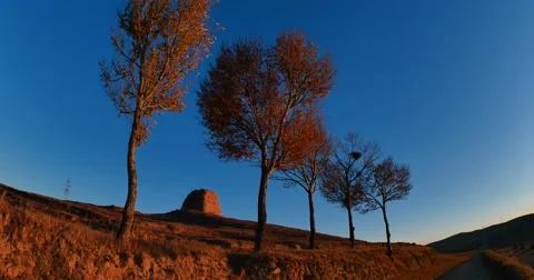 Sunset  in the sit  the great wall  China Stock-Footage 67618874