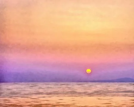 Sunset on Sithonia in Greece Illustrazione stock