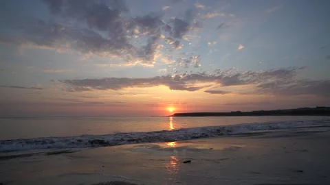 Sunset on skaill bay just below Skara brae in Orkney in 4k Video stock 298281597
