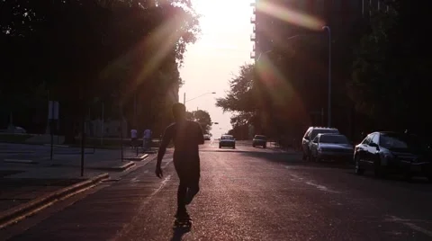 Sunset Skateboarding Stock Footage 51445817