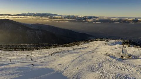 Sunset at Ski Resort Stock Photos