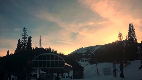 Sunset on the Ski Slope Stockbeeldmateriaal 84711210