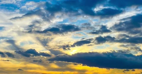 Sunset sky 4K timelapse with sunset sun Stock Footage 255138032