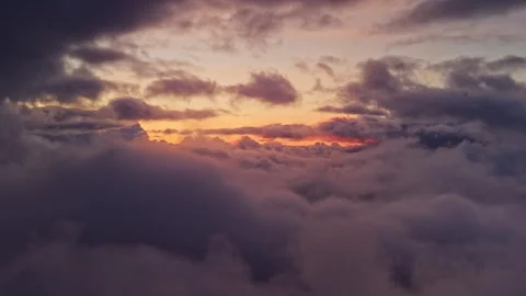 Sunset Sky Above the Clouds — Aerial Flight Through Evening Light Stock Footage 319985770