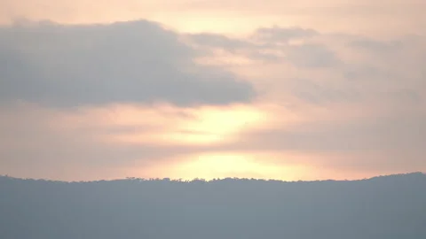 Sunset sky and clouds over hill or mountain background Vídeo Stock 219054490