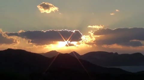 Sunset sky and mountains Stock Footage 20592376