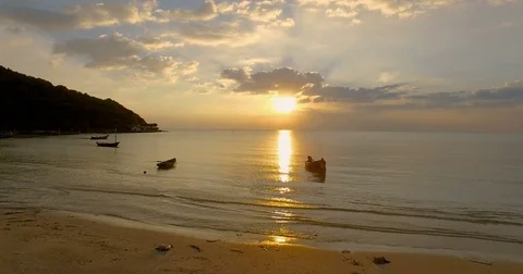 Sunset sky and sea beach rayong thailand Stock Footage 73683523