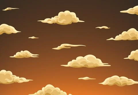 Sunset Sky and White Cloud illustration Sky Scape EPS Vector Stock Illustration