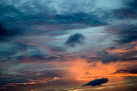 Sunset sky background with clouds Stock Photos