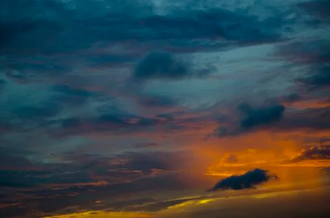 Sunset sky background with clouds Stock Photos
