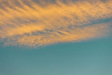 Sunset Sky Background with orange clouds. minimalism Stock Photos