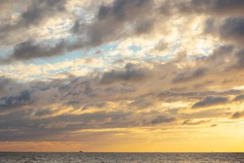 Sunset sky background over the Black Sea. Stock Photos