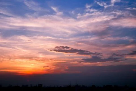 Sunset Sky Background in summer Stock Photos