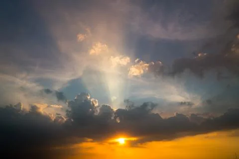 Sunset Sky Background in summer Stock Photos