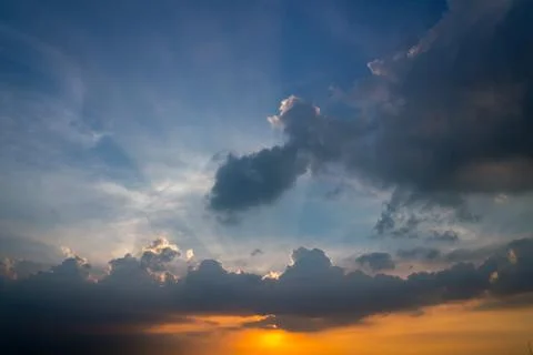 Sunset Sky Background in summer Stock Photos