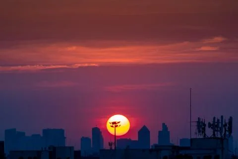 Sunset Sky Background in summer Stock Photos