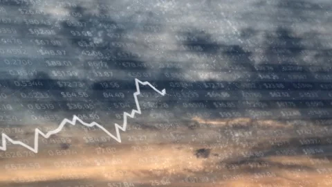 Sunset sky with business graphs and data motion Stock Footage 322132660