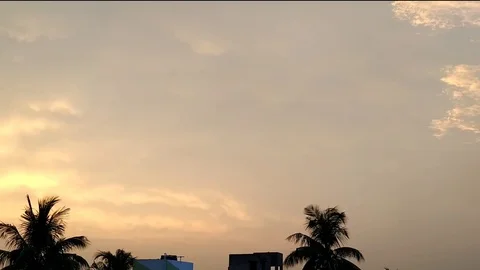 Sunset sky with city skyline Stock Footage 127110150