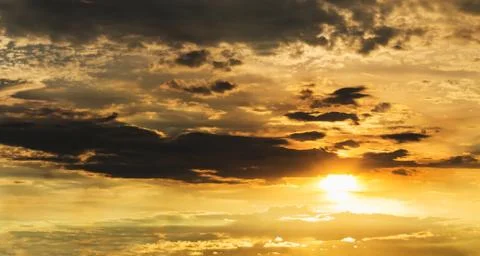 Sunset sky with cloud dramatic orange color Stock Photos