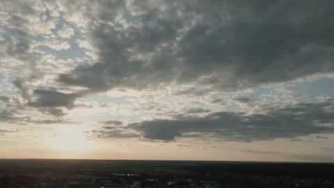 Sunset Sky with Clouds, Aerial View 스톡 동영상 318633666