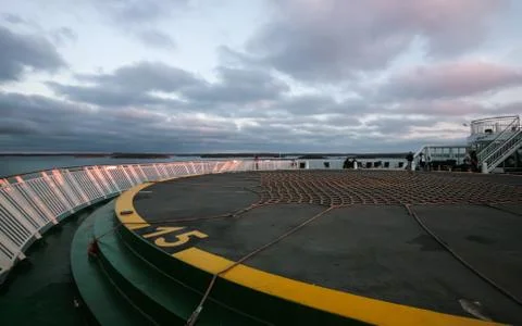 Sunset Sky Clouds Deck Ship Close-up Outdoors Stock Photos