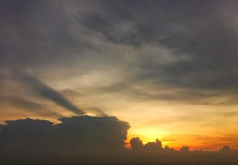 Sunset sky with clouds nature background Stock Photos