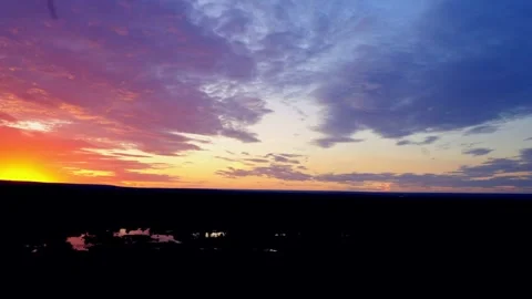 Sunset sky with clouds over the African bush at dusk Stock-Footage 345521080