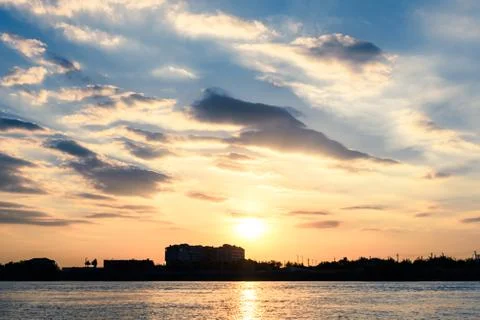 Sunset sky with clouds Stock Photos