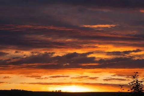 Sunset sky clouds. Sky clouds in the sunset. Stock Photos