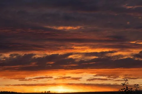 Sunset sky clouds. Sky clouds in the sunset. Stock Photos