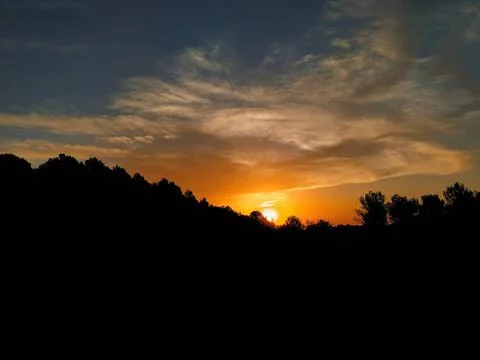 Sunset sky clouds sun Stock Photos