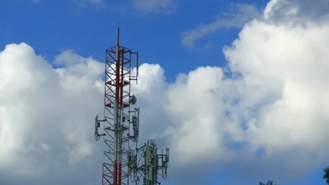 Sunset in Sky with clouds. Timelapse Big bright Awesome telecommunications Stock-Footage 336568839