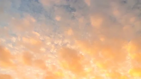 Sunset Sky Clouds Timelapse. Vivid Yellow, Orange, Pink Cumulus and Cirrus Stock Footage 222375845