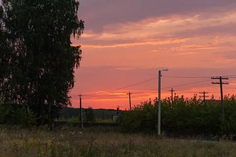 Sunset sky in the countryside Stock Photos