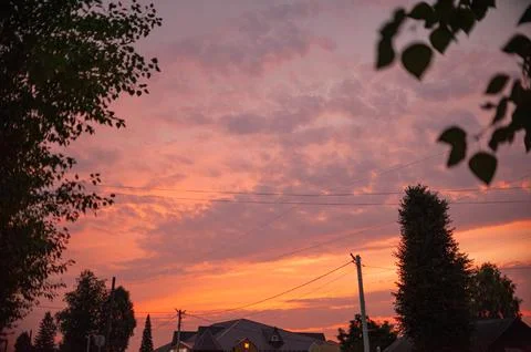 Sunset sky in the countryside Stock Photos