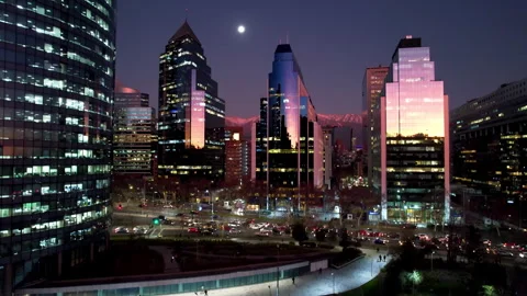 Sunset sky at downtown Santiago Metropolitan Region of Chile. Stock Footage