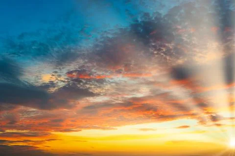 Sunset sky, dramatic sunset Stock Photos
