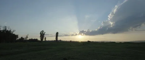 Sunset sky in the field Stock Footage 66441942