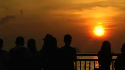 Sunset sky by Kuching sea Stock Footage 105845642