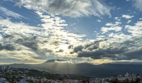 A sunset in the sky of Morocco Stock Photos