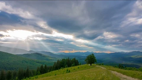 Sunset Sky in the Mountains Stock Footage 80797488