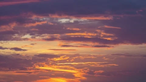 Sunset Sky With Orange and Purple Clouds During Golden Hour Stock-Footage 345185278