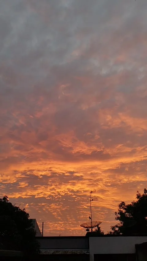 "Sunset sky with orange clouds" Stock Footage 316586010