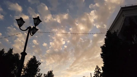 Sunset sky Orange clouds. Sunset. Blue sky - 2. 動画素材 119711048