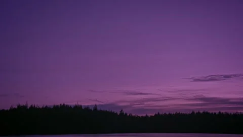 Sunset sky over forest and lake Stock Footage 265007075