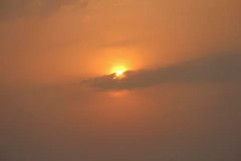 Sunset sky over the Ganges river in Varanasi, India Stock-Fotos