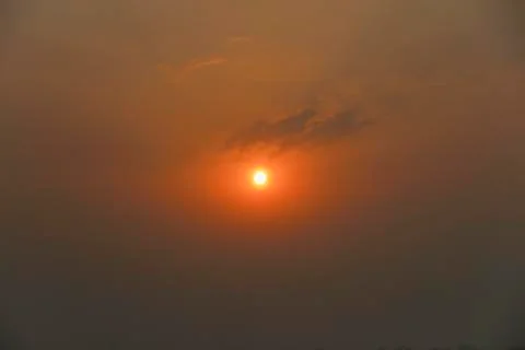 Sunset sky over the Ganges river in Varanasi, India Stock-Fotos