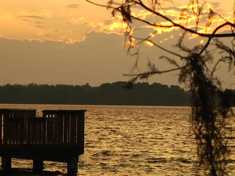 Sunset sky over lake Stock Footage 22957534