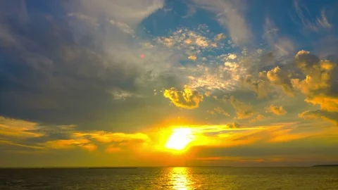 Sunset Sky over the Lake. Stock Footage 76993415