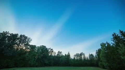Sunset sky over meadow. Calm evening time lapse video. Stock Footage 249678772